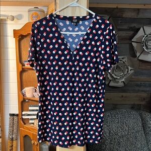 Jones New York Navy Polka Dot Women's Top